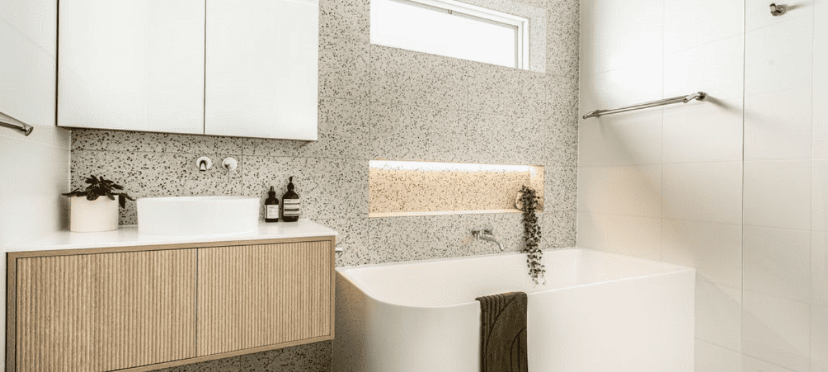 renovated bathroom terrazzo tiles