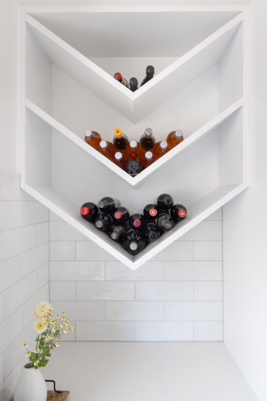 Wine rack in walk-in pantry renovation