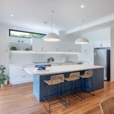 Contemporary classic blue kitchen renovation in South Brighton