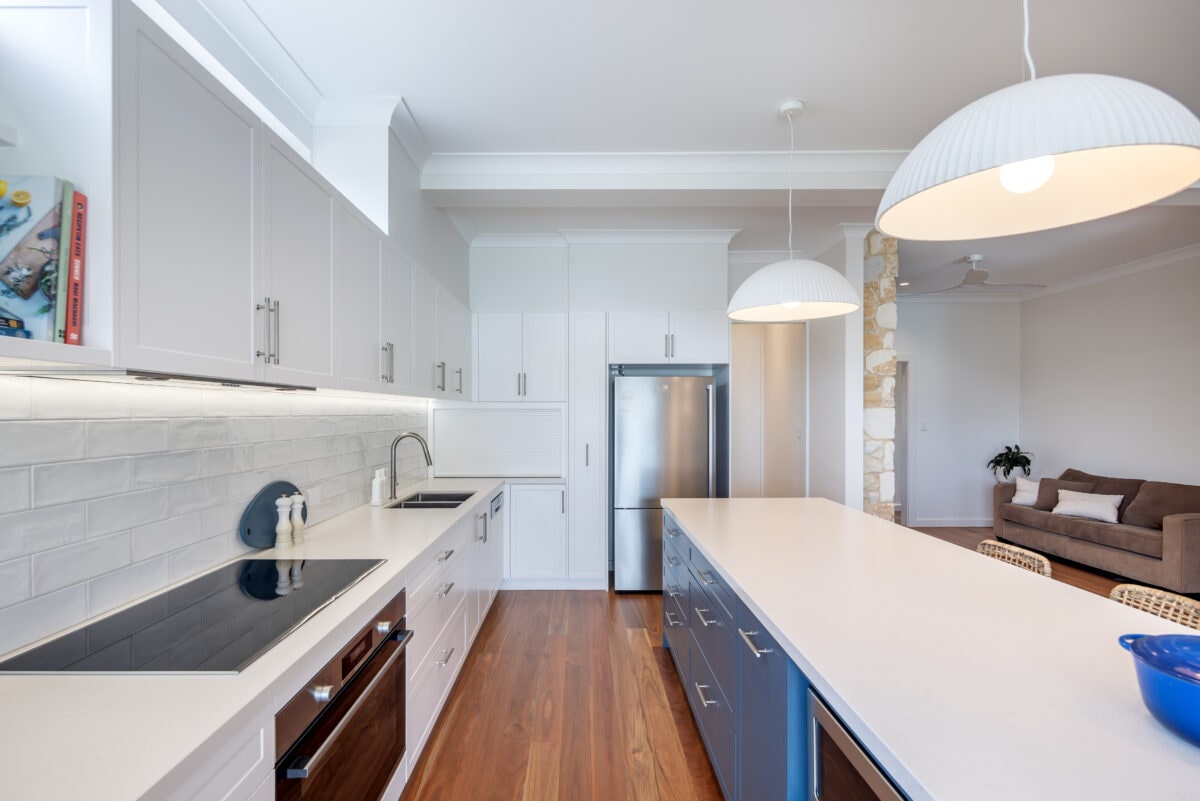 Contemporary classic blue kitchen & pantry renovation in South Brighton