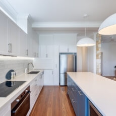 Contemporary classic blue kitchen & pantry renovation in South Brighton
