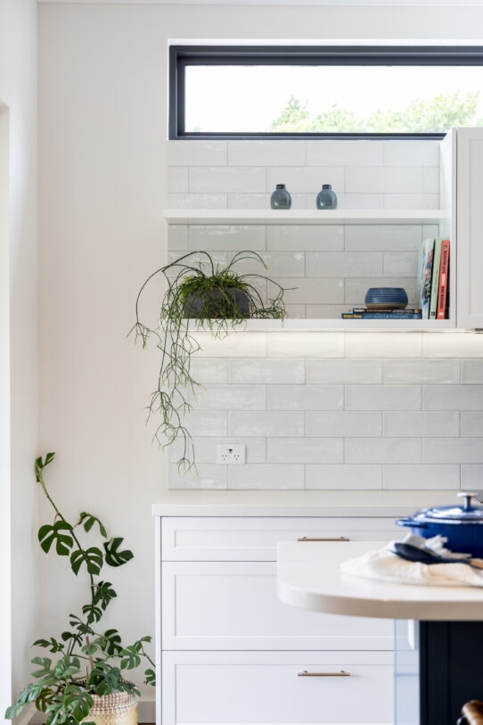 Contemporary classic open shelves kitchen renovation