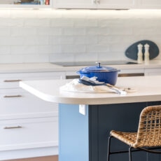 Contemporary classic blue kitchen renovation in South Brighton