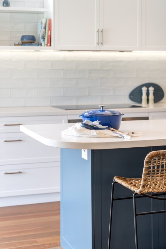 Contemporary classic blue kitchen renovation in South Brighton