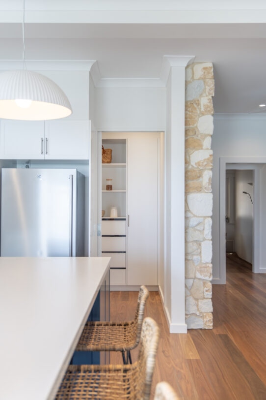 Contemporary classic blue kitchen renovation in South Brighton