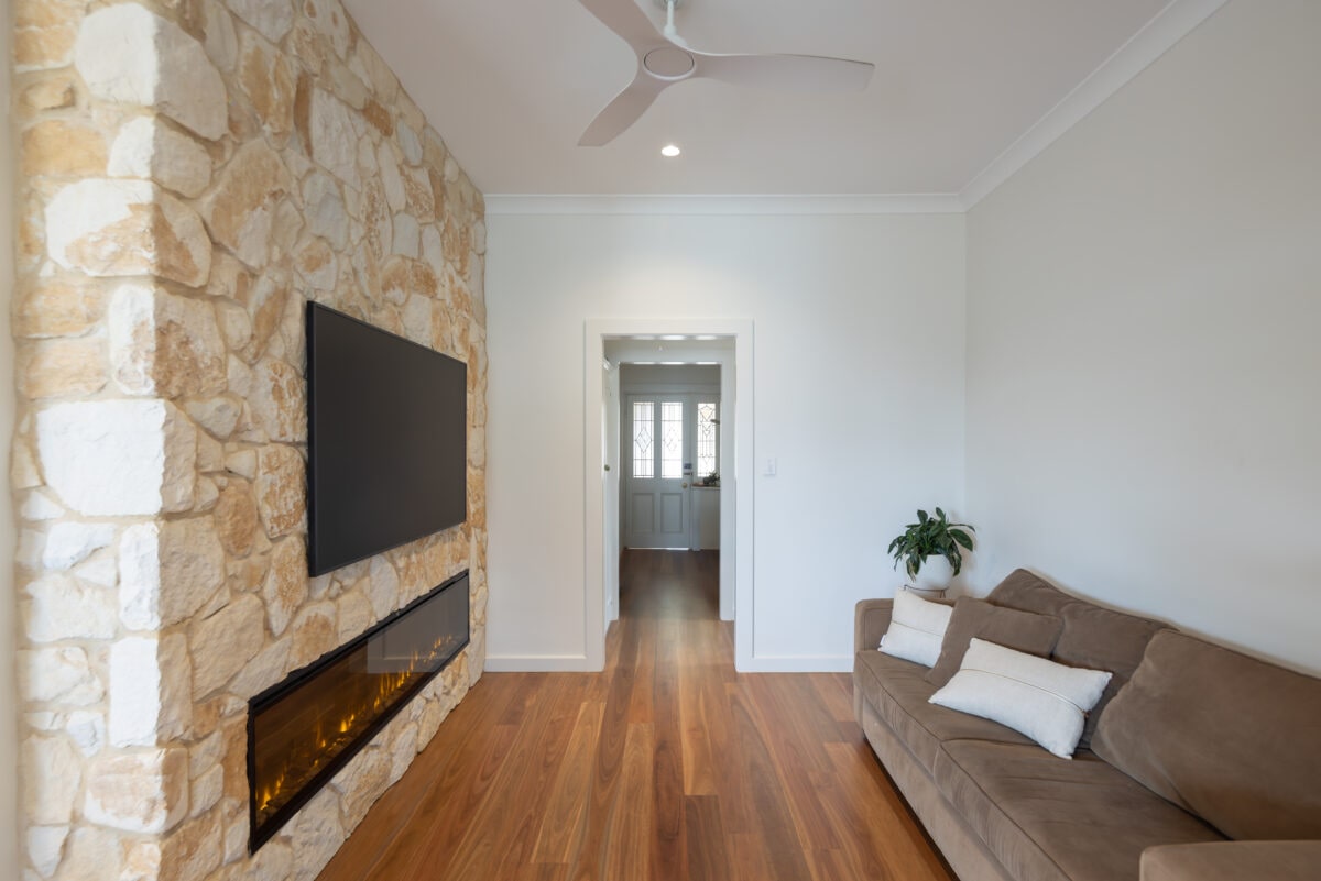 Contemporary classic fireplace living room 1930s home