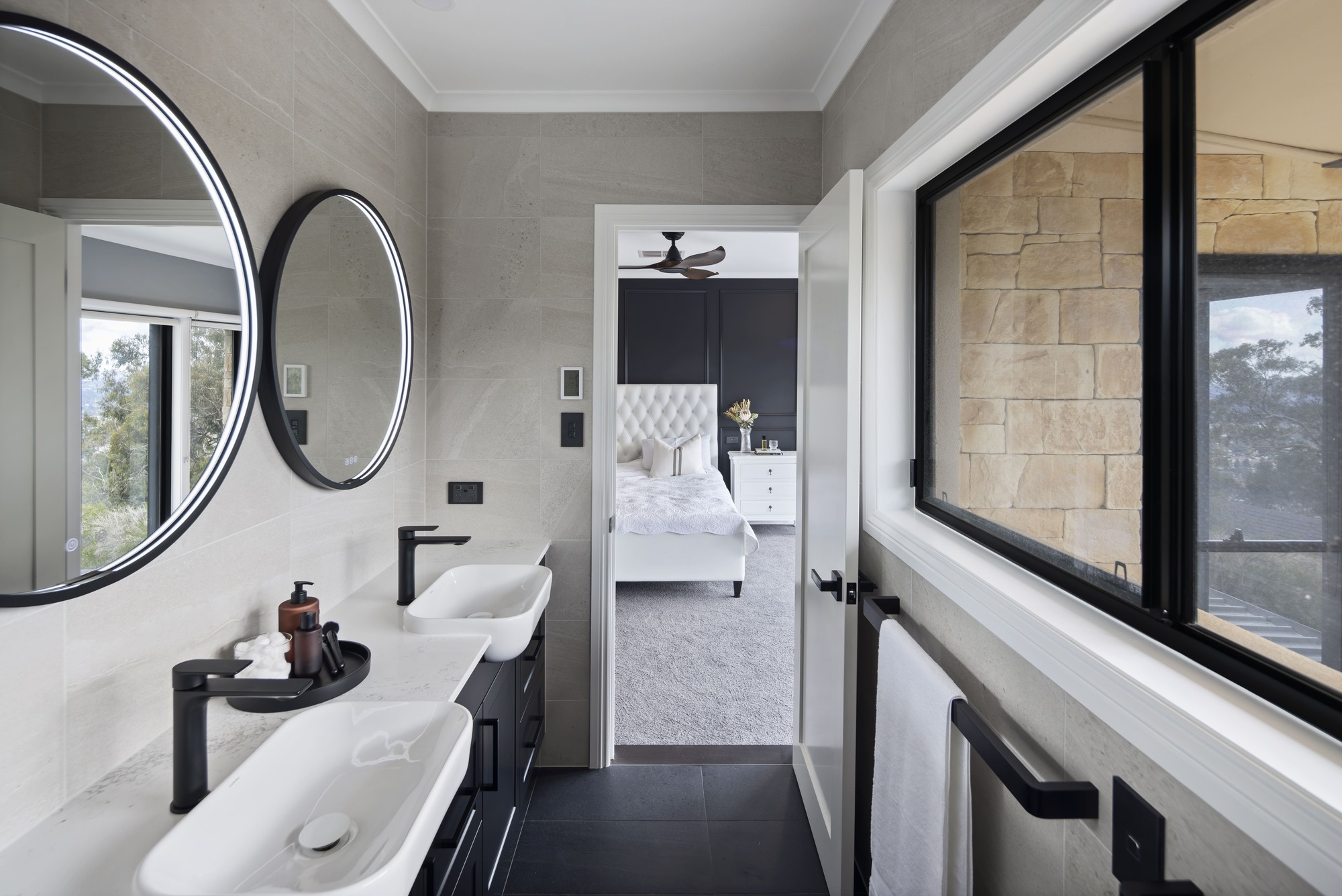 Monochromatic Ensuite and Bathroom Renovation