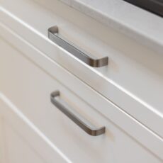 Kitchen doors shaker profile with momo handles in brushed nickel