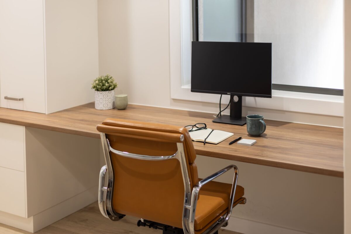 Home office renovation, desk with window