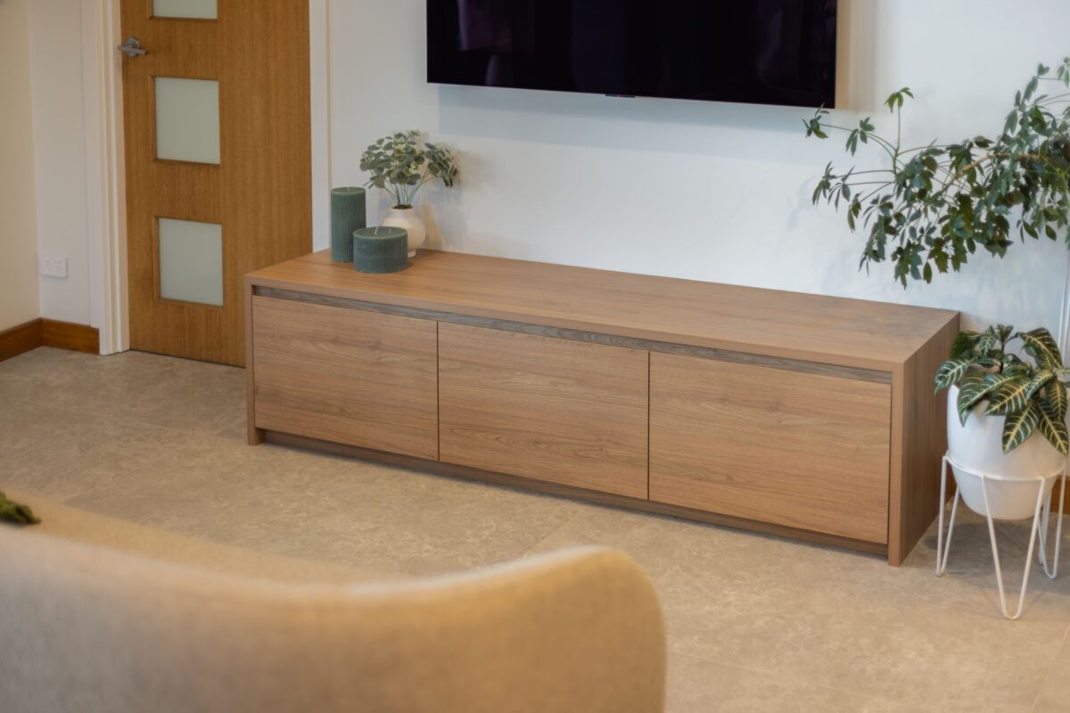 renovated living room, custom entertainment unit in Tasmanian Oak