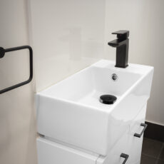 renovated WC with compact basin.